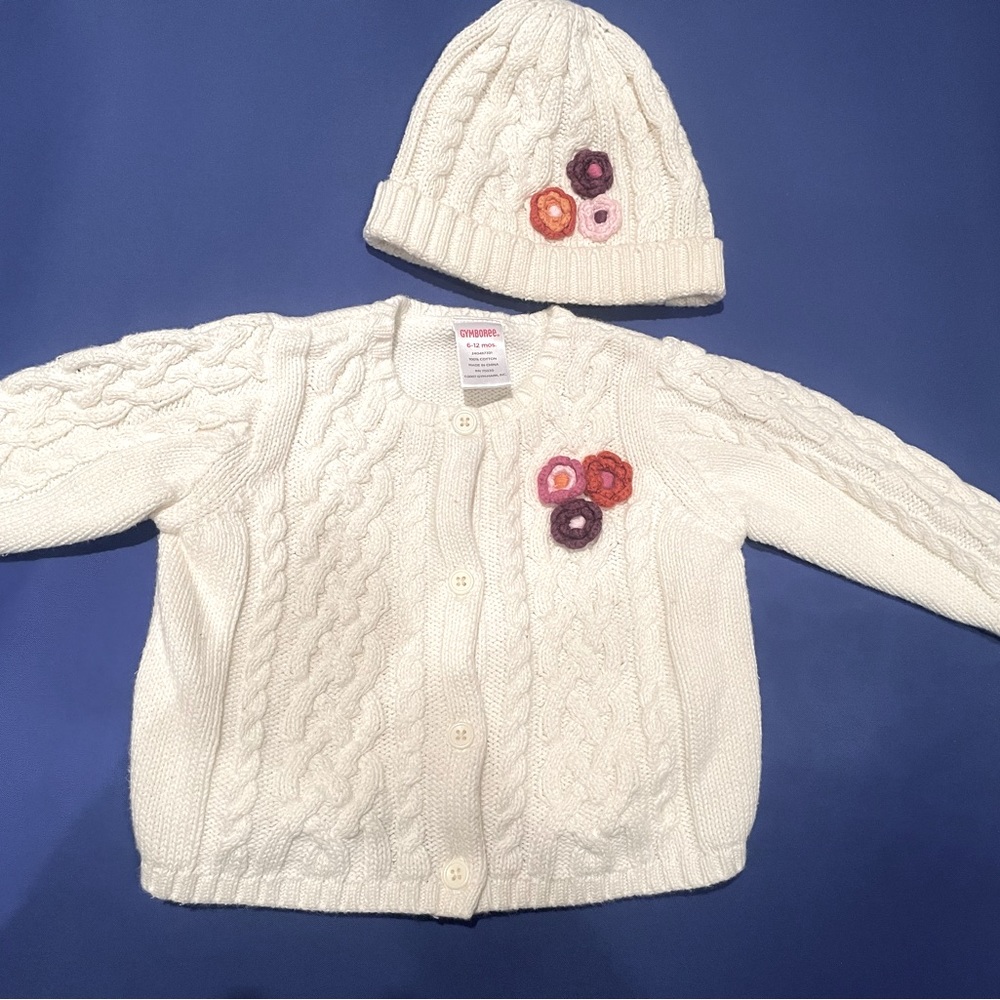 Gymboree hat and sweater set 6-12 months